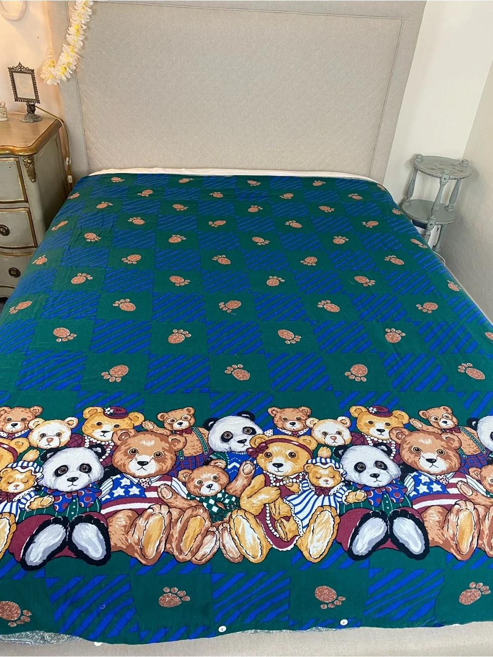 Teddy Bear Print 1990s Flannel Duvet cover Twin